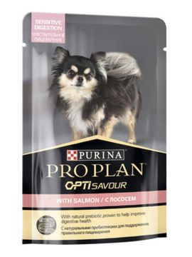 Purina Pro Plan SENSITIVE для собак с чувствительным пищеварением с лососем, пауч 85 гр