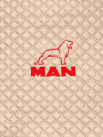Ковры MAN TGX с 2-мя ящиками (автомат) (экокожа, бежевый, бежевый кант, красная вышивка)