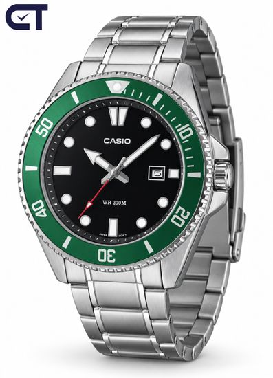 CASIO MDV-107D-3A CASIO Collection мужские наручные часы — дайверский характер, стальной браслет и водостойкость 200 м