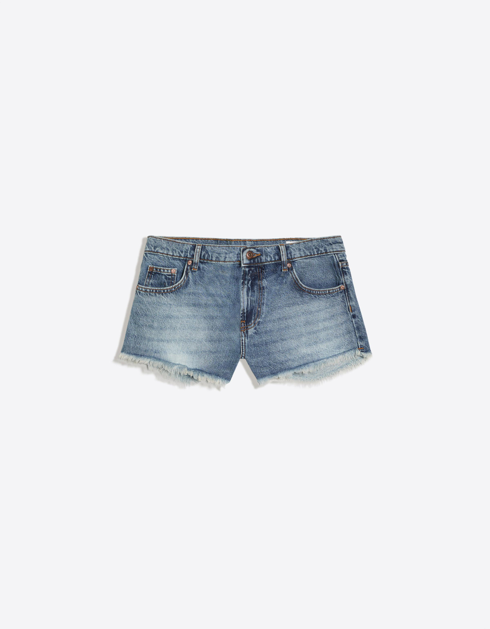 Женские джинсовые мини-шорты с необработанным краем - BERSHKA