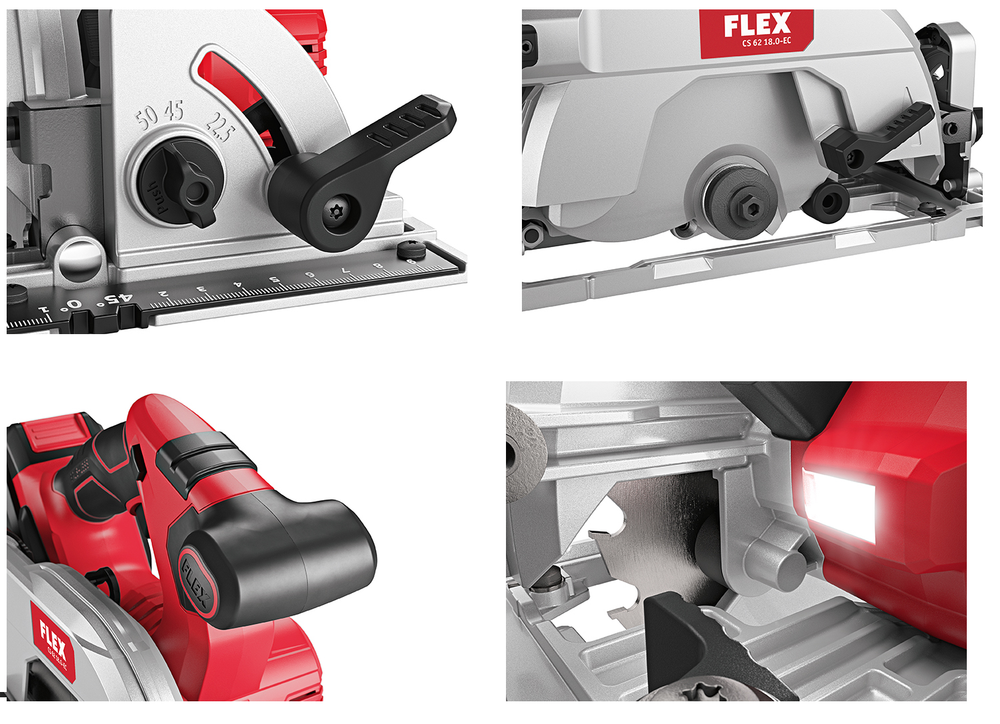Аккумуляторная дисковая пила FLEX CS 62 18.0-EC C, 18В, диск 165/20 мм с защитным маятниковым кожухом 491322