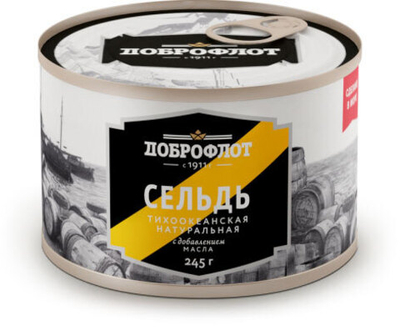Сельдь Доброфлот тихоокеанская с добавлением масла 245 г