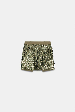 ZARA МИНИ-ЮБКА С ПАЙЕТКАМИ, ЗЕЛЕНЫЙ