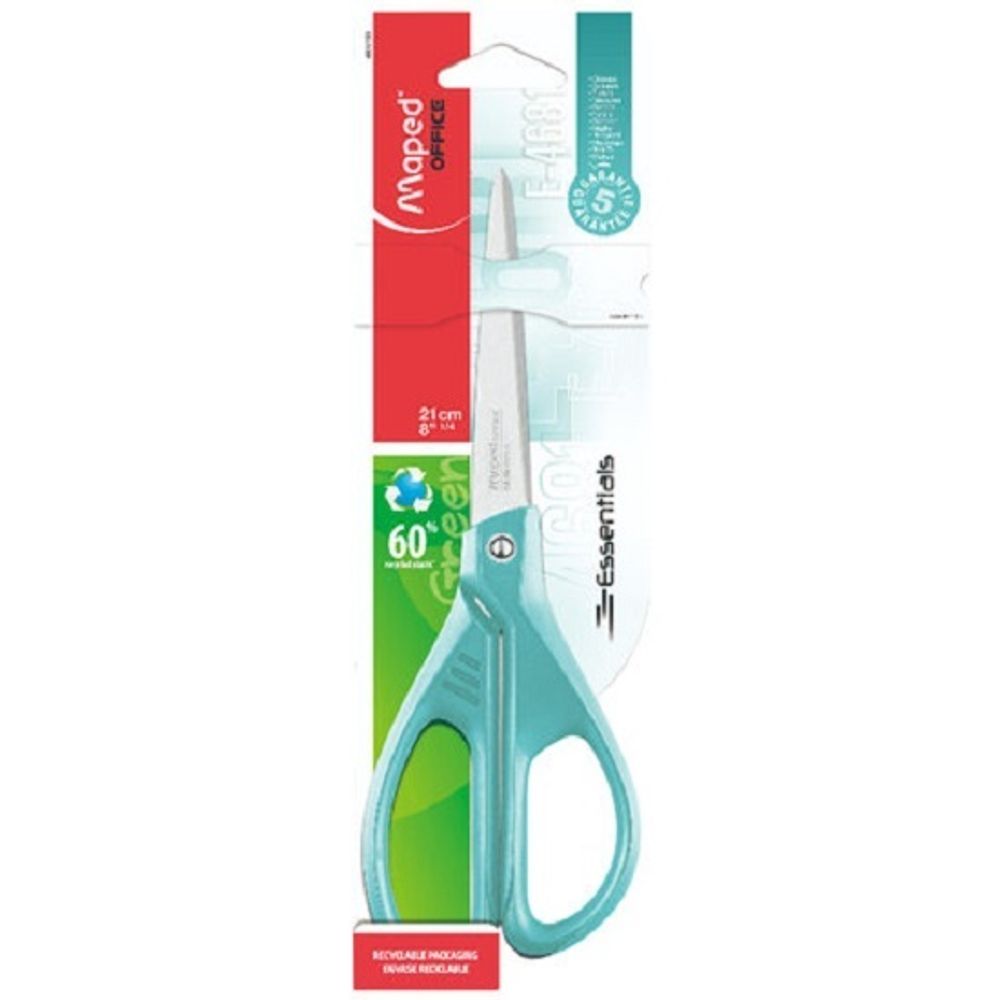 Ножницы 21 см, Maped Essentials Color, бирюзовые, эргономичные ручки