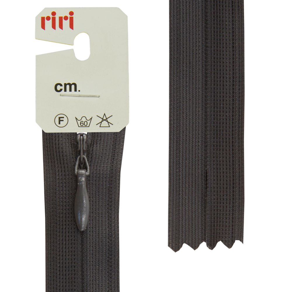 Молния потайная (скрытая) RIRI Т3 (3 мм) 1 зам., н/раз., 22 см, цв.2127, асфальт, 10 шт Молния потайная (скрытая) RIRI Т3 (3 мм) 1 зам., н/раз., 22 см, цв.2127, асфальт, 10 шт