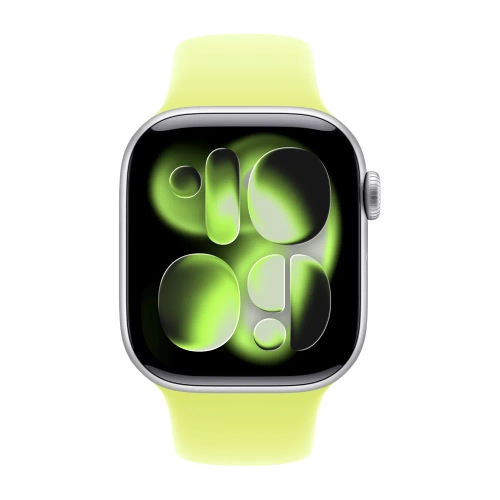 Умные часы Apple Watch Series 11 GPS, 42mm, Silver Aluminium Case with Neon Yellow Sport Band, M/L