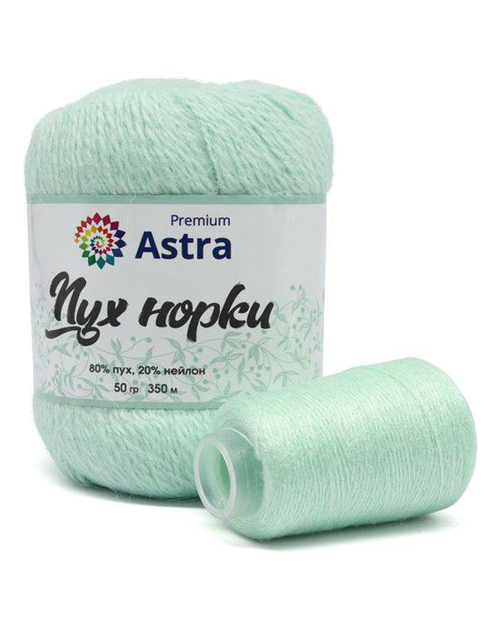 Пряжа  'Пух норки' 50гр   нейлон+нить 20гр в комплекте 041 светлая мята 437.23 2455