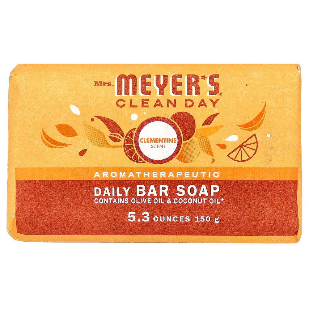Mrs. Meyers Clean Day, Daily Bar Soap, Clementine, 5.3 oz (150 g)