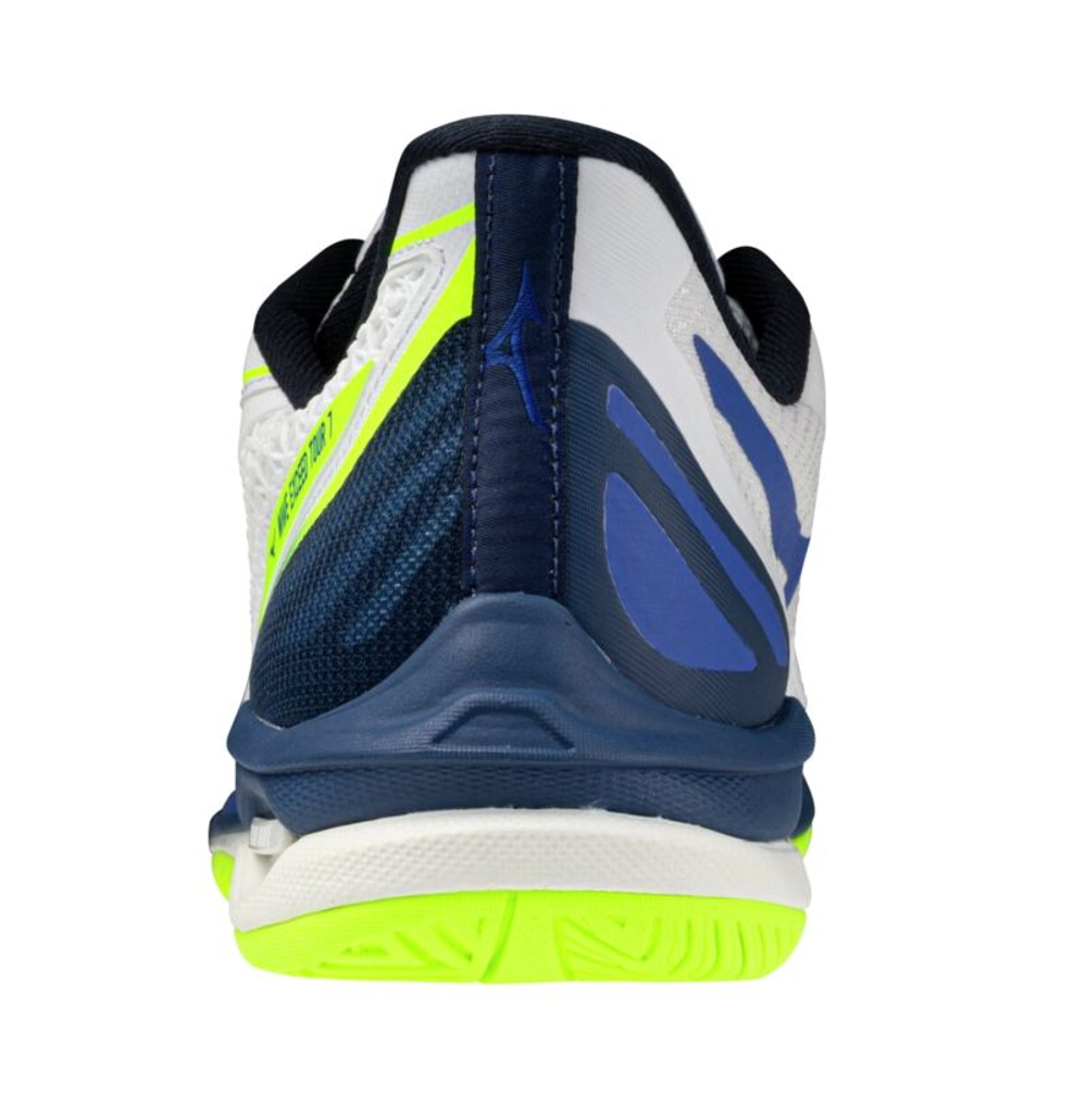 Мужские кроссовки теннисные Mizuno Wave Exceed Tour 7 AC - white/dazzling blue/light yellow