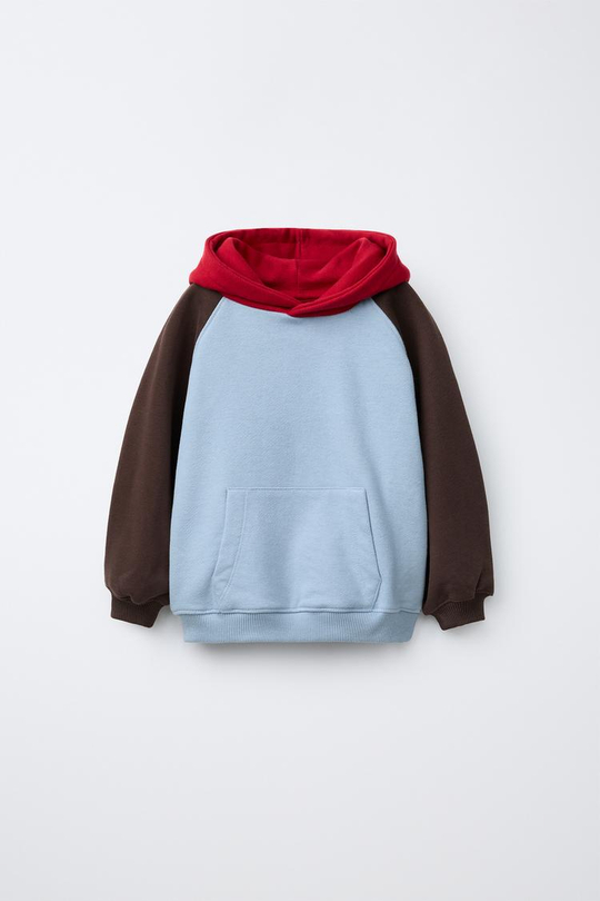 ZARA ХУДИ COLORBLOCK, ГОЛУБОЙ