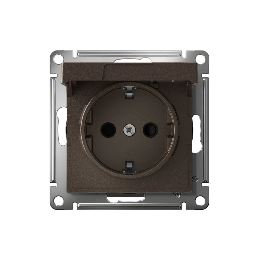 ATLASDESIGN РОЗЕТКА с заземлением со шторками с крышкой,16А,IP20, мех.,быстрозажим. клем., МОККО