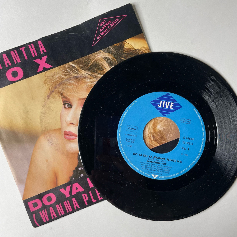 Винтажная виниловая пластинка 7 дюймов (маленькая пластинка), Samantha Fox Do Ya Do Ya (Wanna Please Me) (Германия 1986)