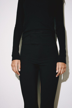ZARA ЛЕГИНСЫ С ПОЯСОМ В РУБЧИК И МОЛНИЯМИ, ЧЕРНЫЙ