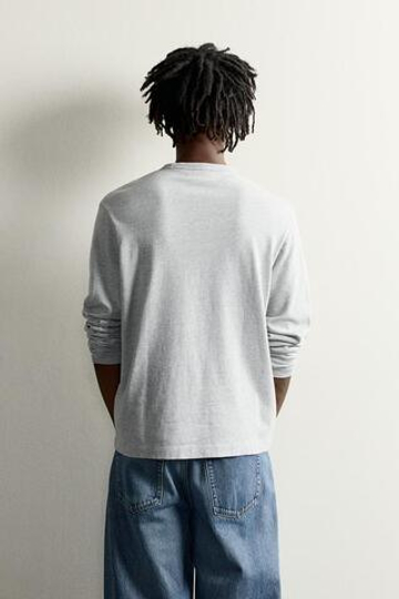ZARA - FRUIT OF THE LOOM™ ФУТБОЛКА С НАШИВКОЙ, СЕРЫЙ МЕЛАНЖ