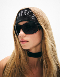 BERSHKA X JUICY COUTURE БАРХАТНАЯ ПОВЯЗКА СО СТРАЗАМИ, ЧЕРНЫЙ