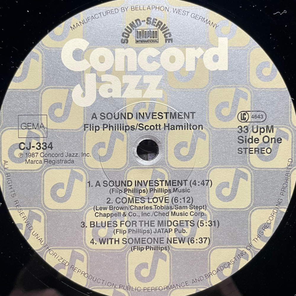 Flip Phillips & Scott Hamilton ‎– A Sound Investment (Германия 1987г.)