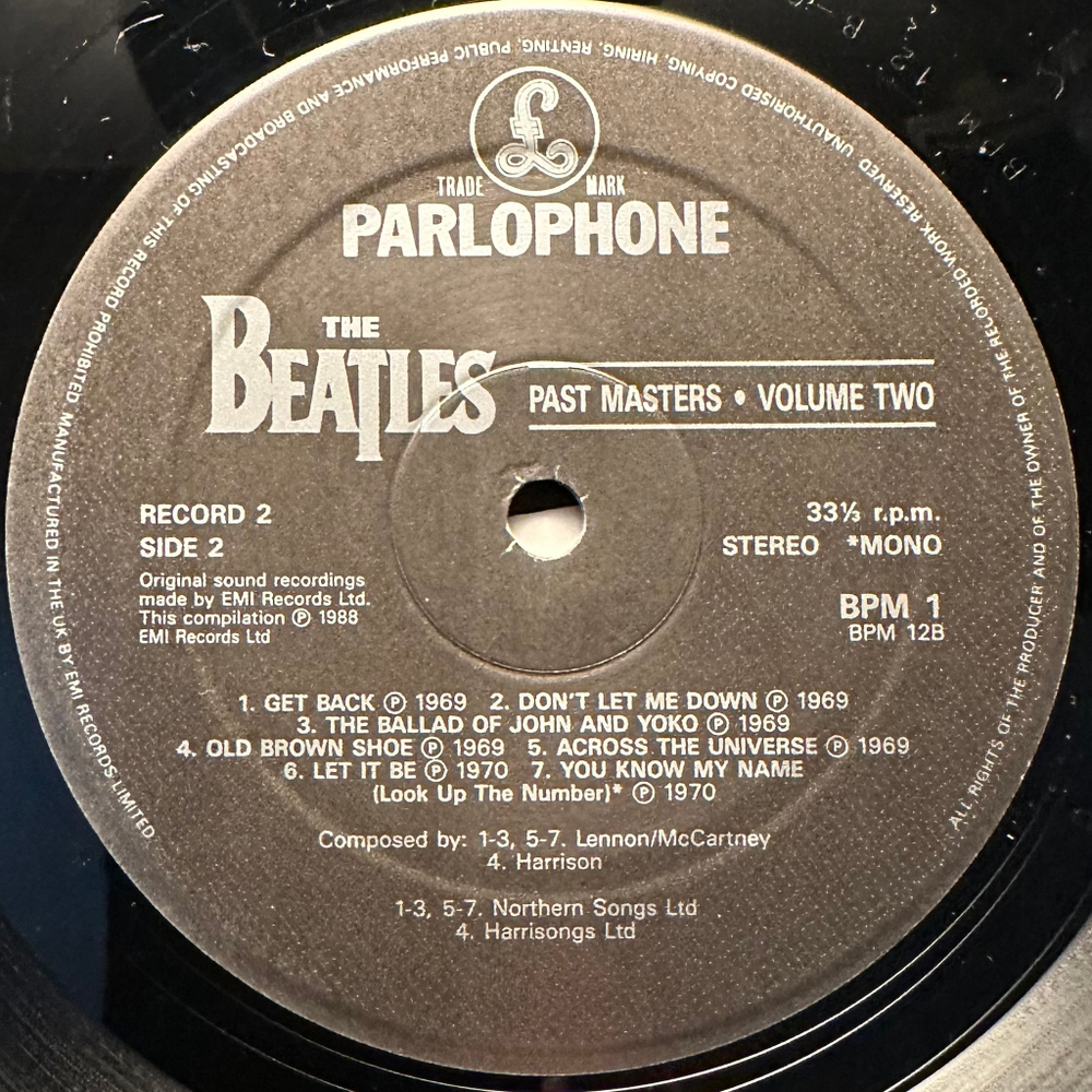 The Beatles - Past Masters 2LP (Англия 1992г.)