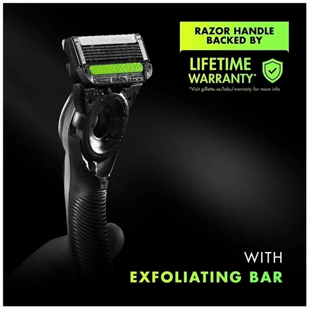 Бритвенный станок Gillette Labs with Exfoliating Bar BLACK & GOLD , сменные кассеты 2 шт. (Из Финляндии)