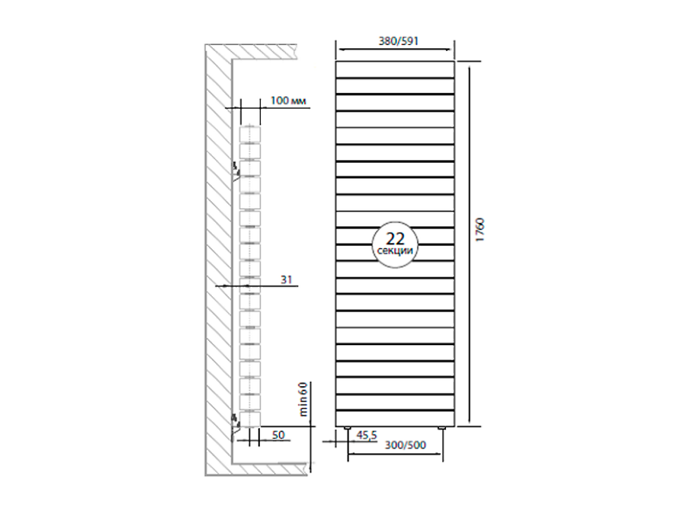 Радиатор Royal Thermo PianoForte Tower Bianco Traffico - 22 секц.