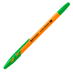 Ручка шариковая BRAUBERG "ULTRA ORANGE", ЗЕЛЕНАЯ, узел 0,7 мм, чернила ГЕРМАНИЯ, наконечник ШВЕЙЦАРИЯ, 143565