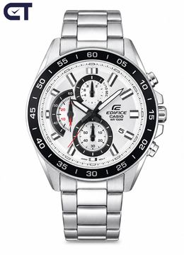 CASIO EFV-550D-7AVUDF EDIFICE мужские наручные часы — крупный стальной хронограф со светлым циферблатом