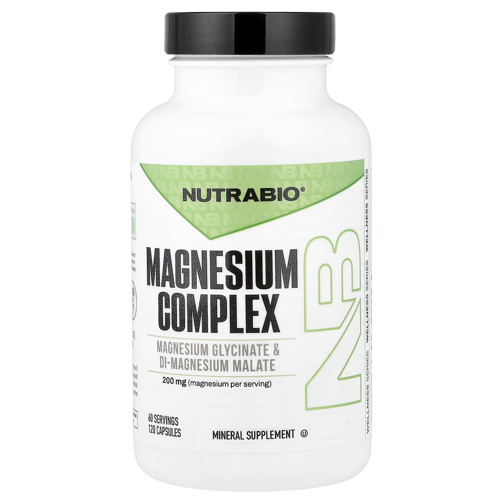 NutraBio, комплекс с магнием, 120 капсул (100 мг в 1 капсуле)