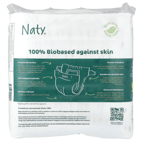 Naty, подгузники BioEmbrace, размер 4, 7-13 кг (15-40 фунтов), 26 подгузников