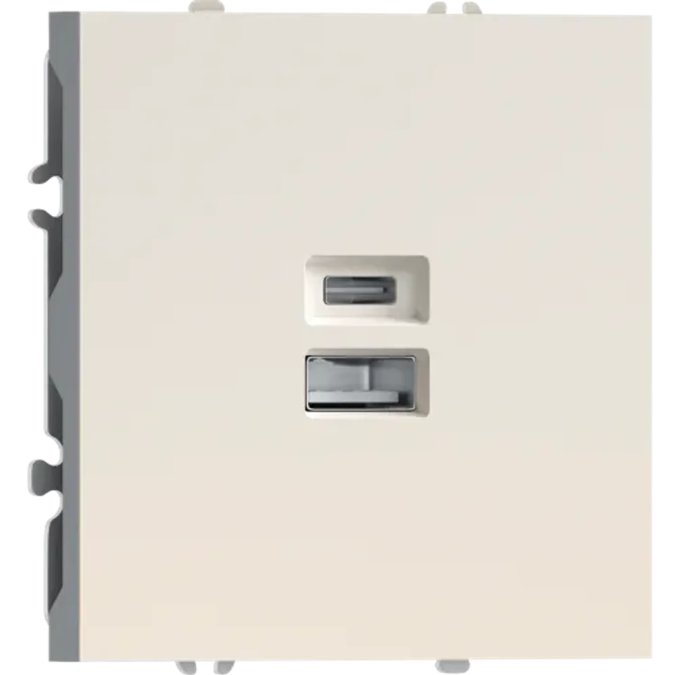 USB зарядное устройство, 20Вт тип A, С, матовый кремовый DONEL S08