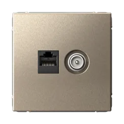 Розетка мультимедийная двойная ТВ + компьютерная RJ45, Cat 5e Systeme Electric ArtGallery Шампань GAL000589