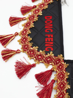 Вымпел тройной DongFeng (экокожа, черный с красными кисточками)