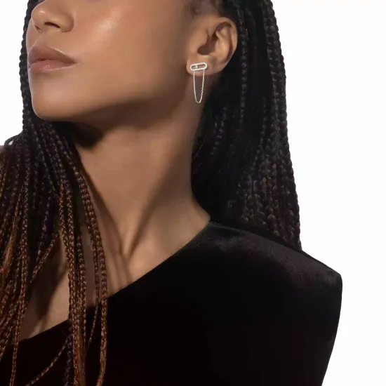 Серьги Messika Move Uno chain and stud earrings
