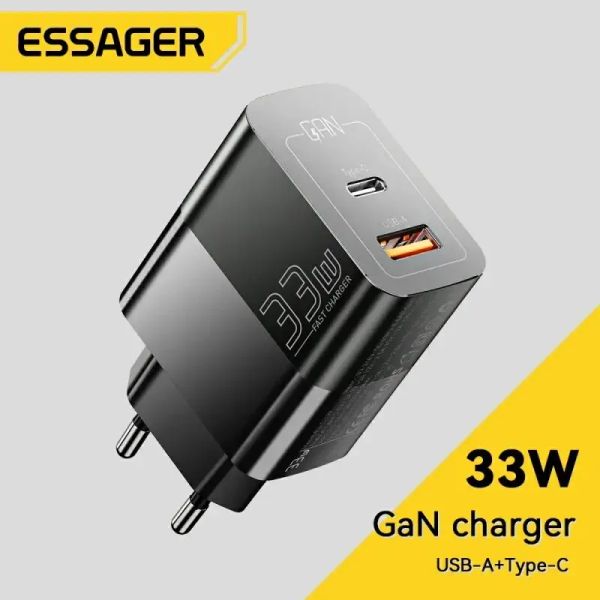 Адаптер питания Essager 33Вт (Type-C + USB-A) Черный