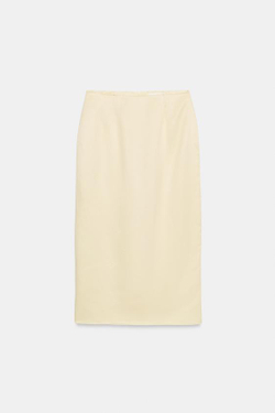 ZARA ПРЯМАЯ ЮБКА МИДИ — ZW COLLECTION, ЭКРЮ
