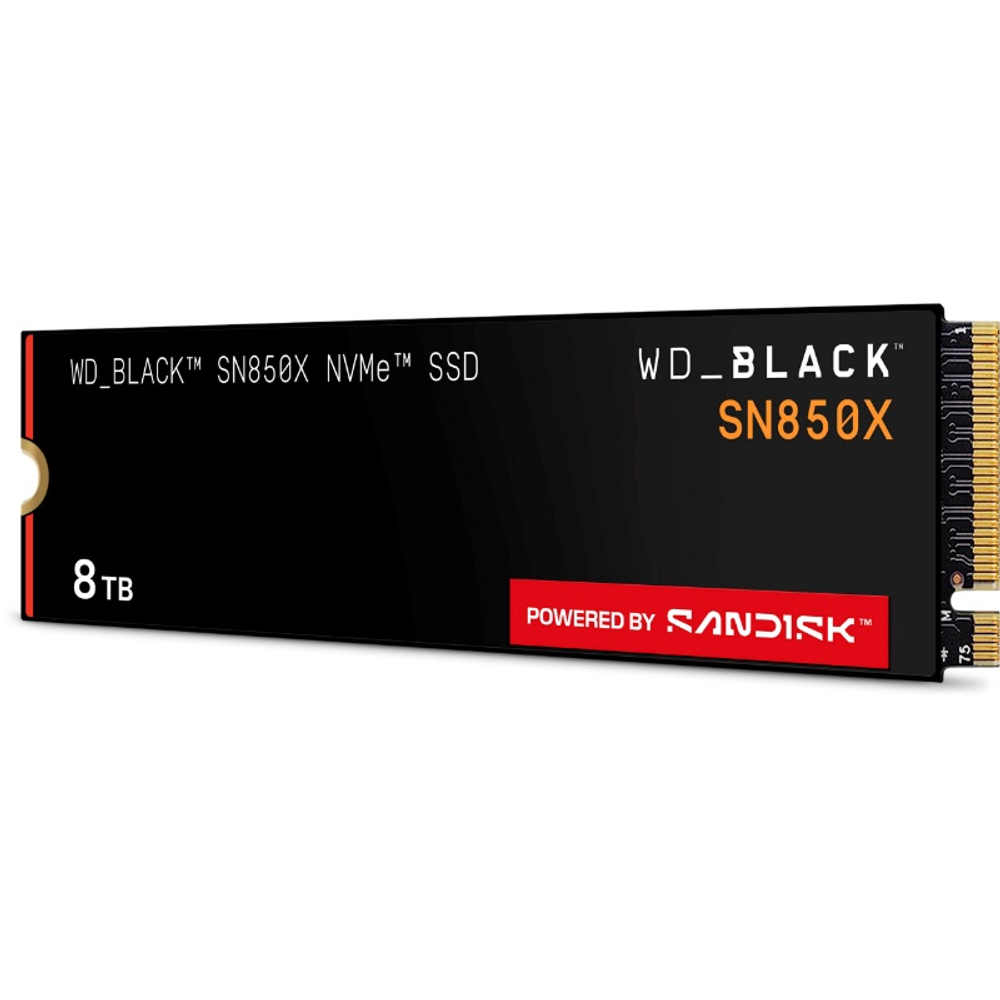 Твердотельный накопитель SSD 8Tb Western Digital Black SN850X M2.2280 PCIe 4.0, 7200MBs/6600MBs, TBW 4800