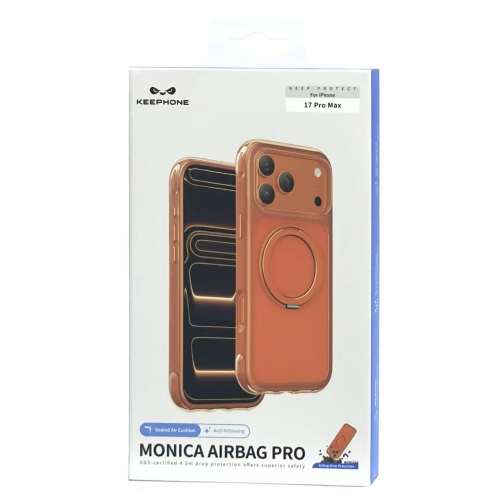 Накладка для i-Phone 17 Pro Max Keephone Monica Airbag Pro оранжево-прозрачный