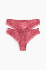 Кружевные трусы Brazilian, 2 шт. — Бледно-бежевый — H&M 1347091
