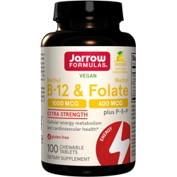 Methyl B-12 & Methyl Folate Lemon 100 жевательных таблеток Jarrow Formulas