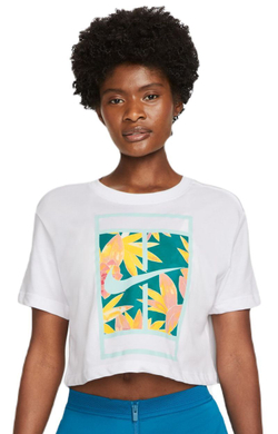 Женская теннисная футболка Nike Dri-Fit Slam Crop Top - белый