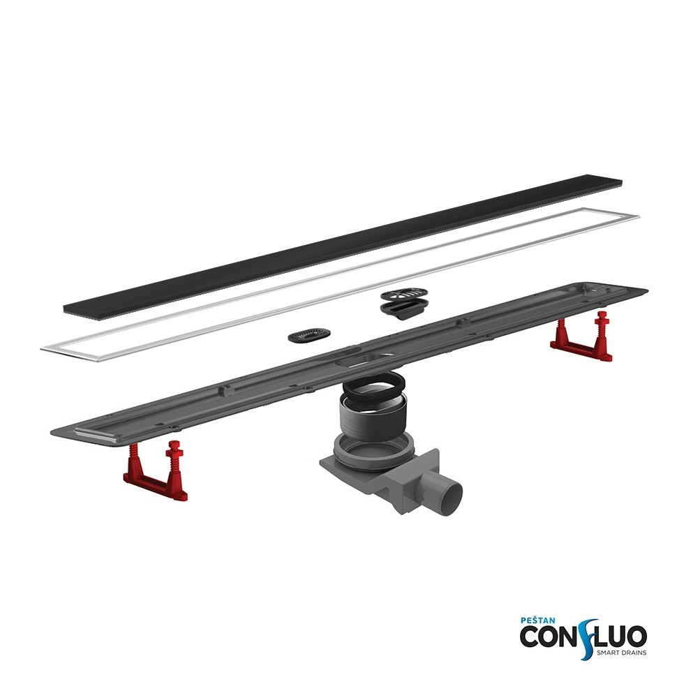 Душевой лоток Pestan Confluo Premium Black Glass Line 650