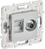 SKANDY Розетка двойная TV+RJ45 кат.5E SK-A14S серебряный IEK