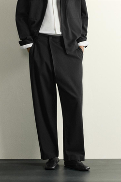 ZARA БРЮКИ BALLOON FIT С ЗАПАХОМ, ЧЕРНЫЙ