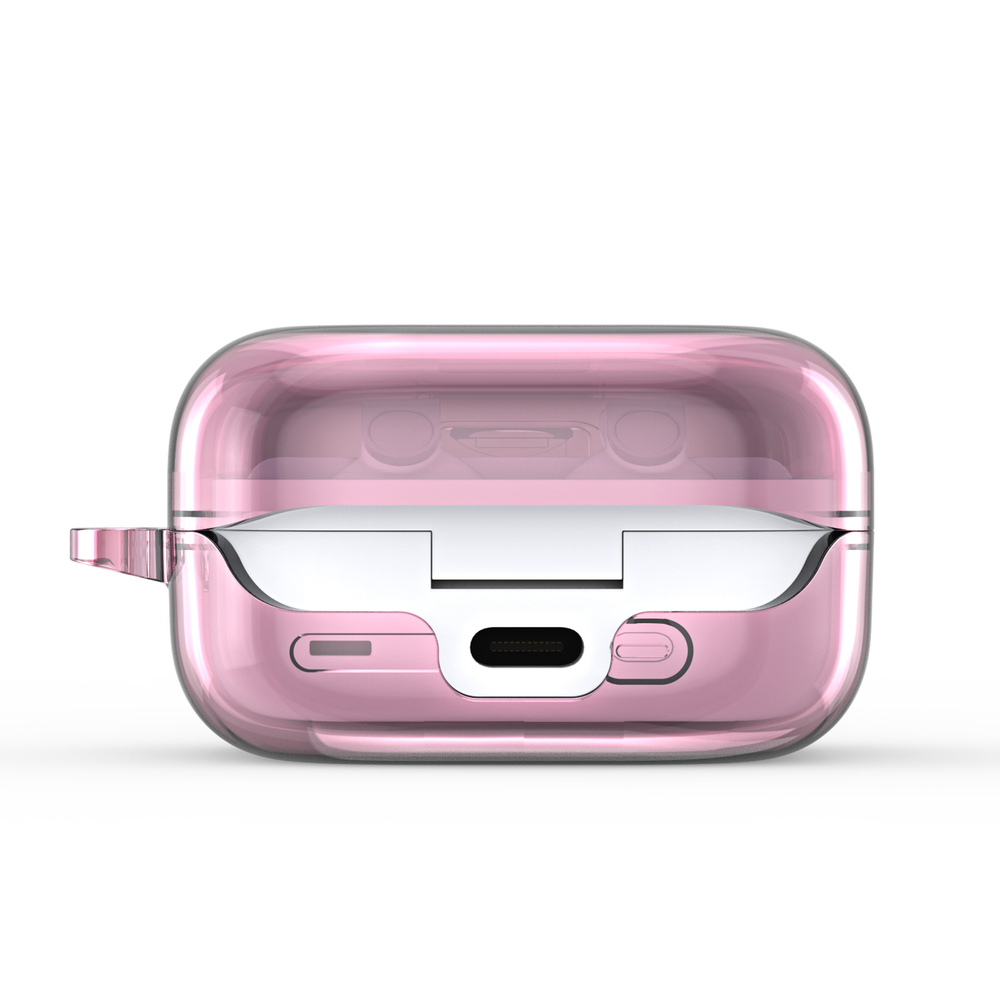 Чехол розового цвета из TPU для наушников Samsung Buds4 и Buds 4 Pro, серия SECI Series от Dux Ducis, в комплекте с карабином