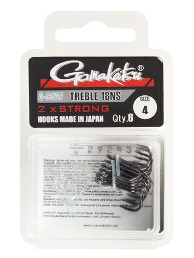 Крючки-тройники Gamakatsu 18 TREBLE BLACK размер 04 (упк.6шт.)