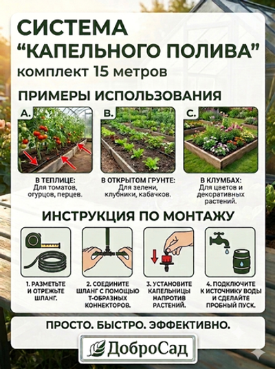 Система капельного полива растений 15 м BD181-2