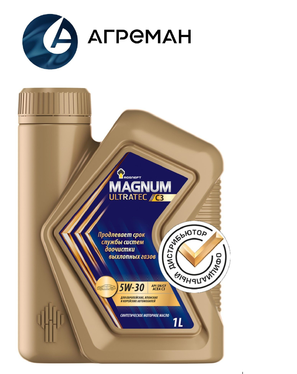 Масло моторное Rosneft Magnum Ultratec C3 5W-30 синтетическое 1 л 40814132