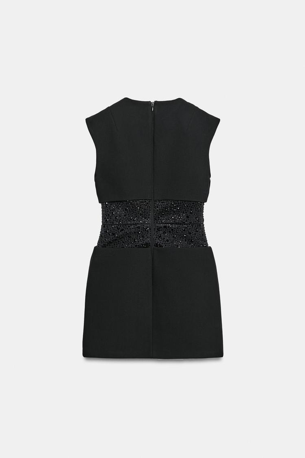 ZARA МИНИ-ПЛАТЬЕ С КОНТРАСТНОЙ ДЕТАЛЬЮ, ЧЕРНЫЙ