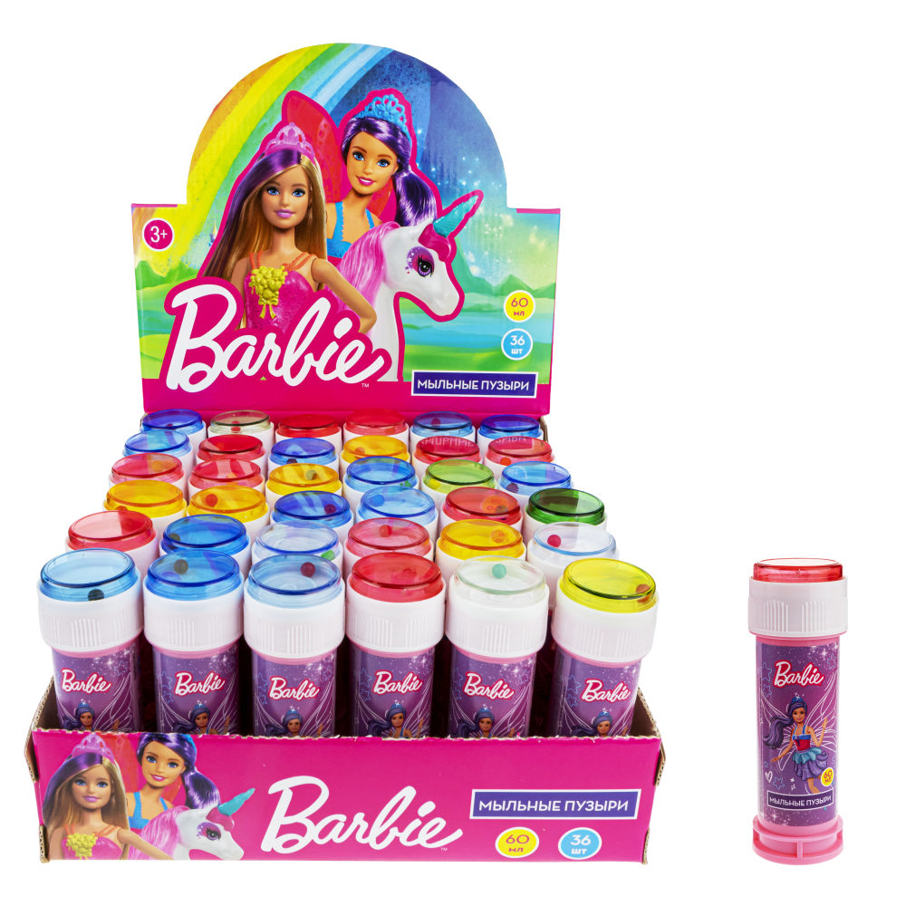 Мыл. пуз. Barbie, 60 мл в д/б, блок 36 шт. (36штх6бл)