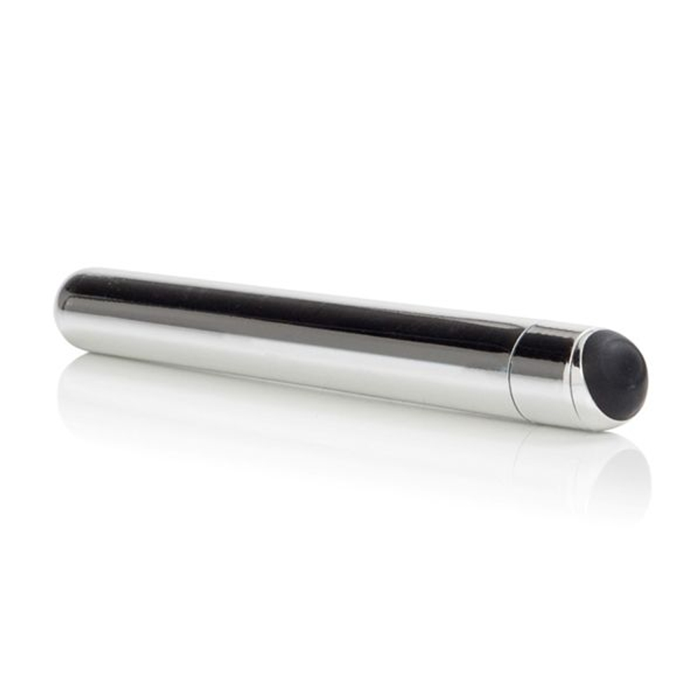 Серебристый тонкий вибромассажёр 5-FUNCTION PRECIOUS METAL SLIMS SILVER - 14 см. (Цвет: серебро)