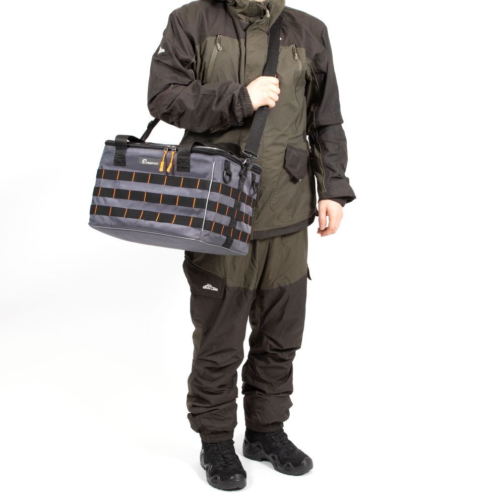 Сумка рыболовная "СЛЕДОПЫТ" Base Lure Bag XL, 38х26х25 см, цв. серый + 5 коробок Luno 28/2/