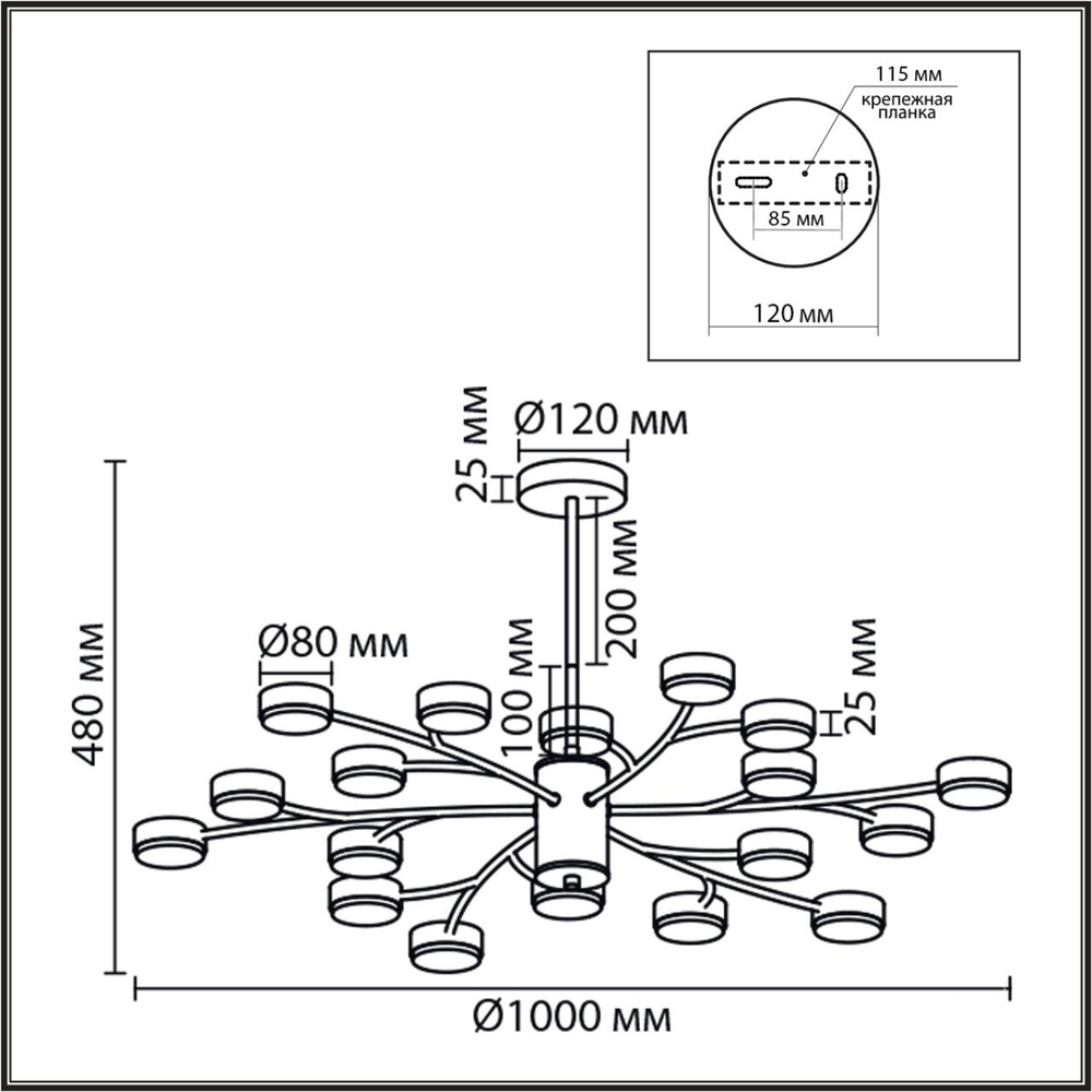 8265/18 LN Люстра GX53 LED 18*7Вт 220В IP20 COMFI